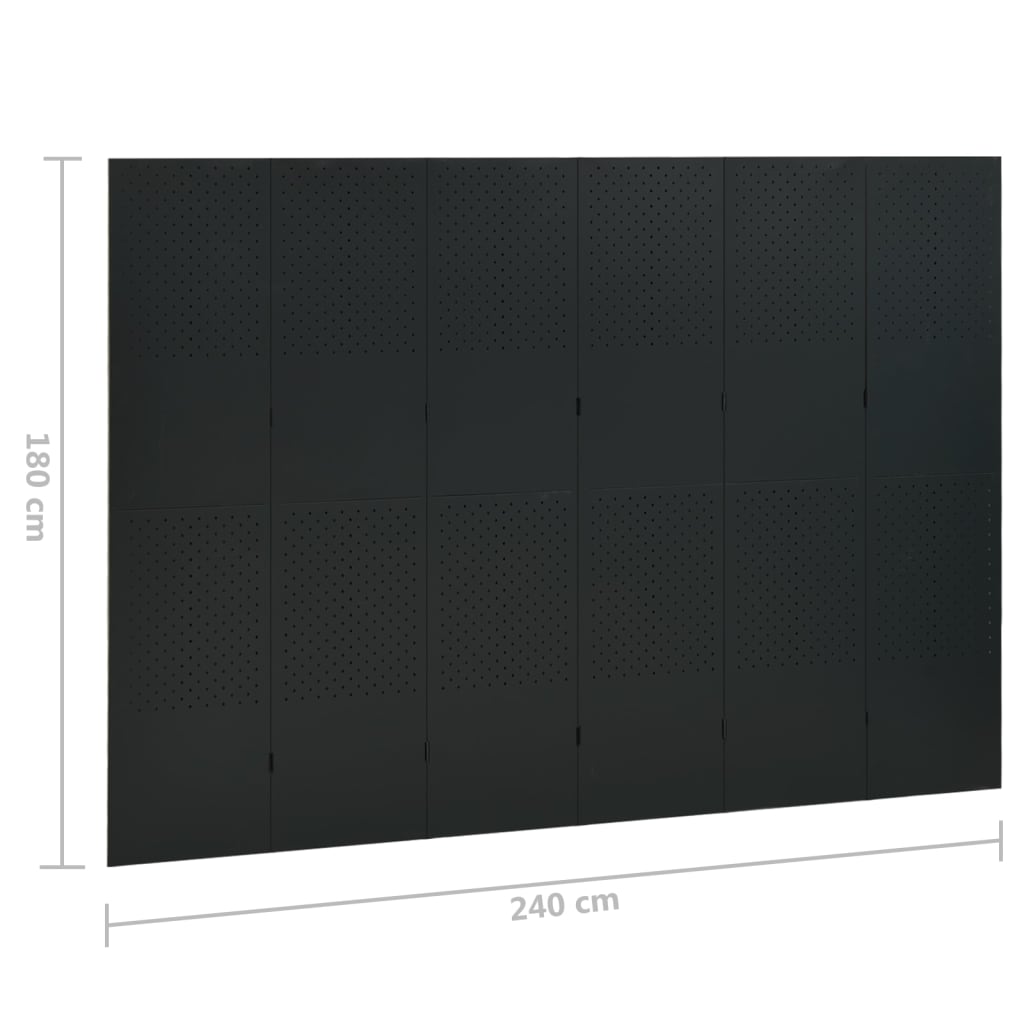 Kambario pertvaros, 6 dalių, 2vnt., juodos, 240x180cm, plienas