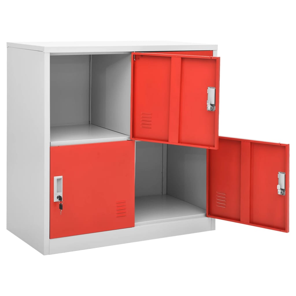 Cabinets, 5 pcs., grey/red, 90x45x92.5cm, steel