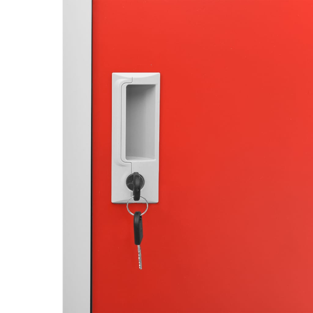 Cabinets, 5 pcs., grey/red, 90x45x92.5cm, steel