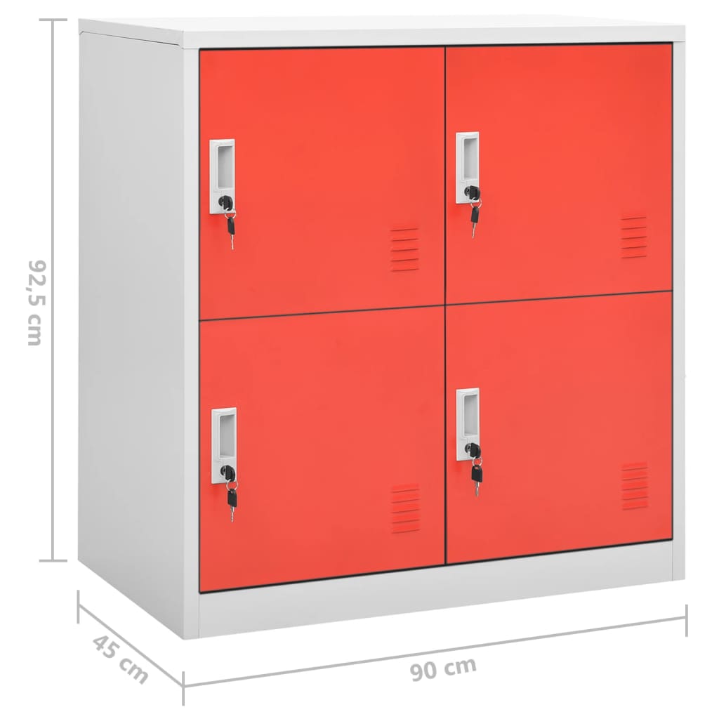 Cabinets, 5 pcs., grey/red, 90x45x92.5cm, steel