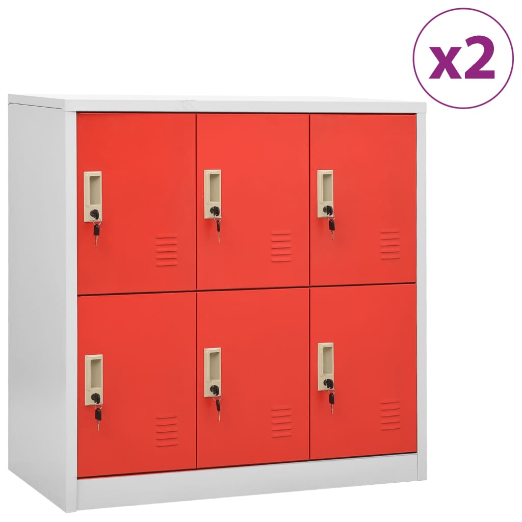 Cabinets, 2 pcs, grey/red, 90x45x92.5cm, steel