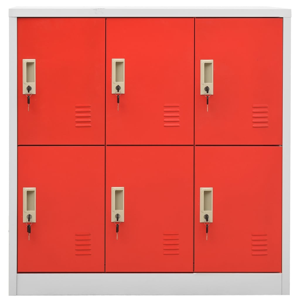 Cabinets, 2 pcs, grey/red, 90x45x92.5cm, steel