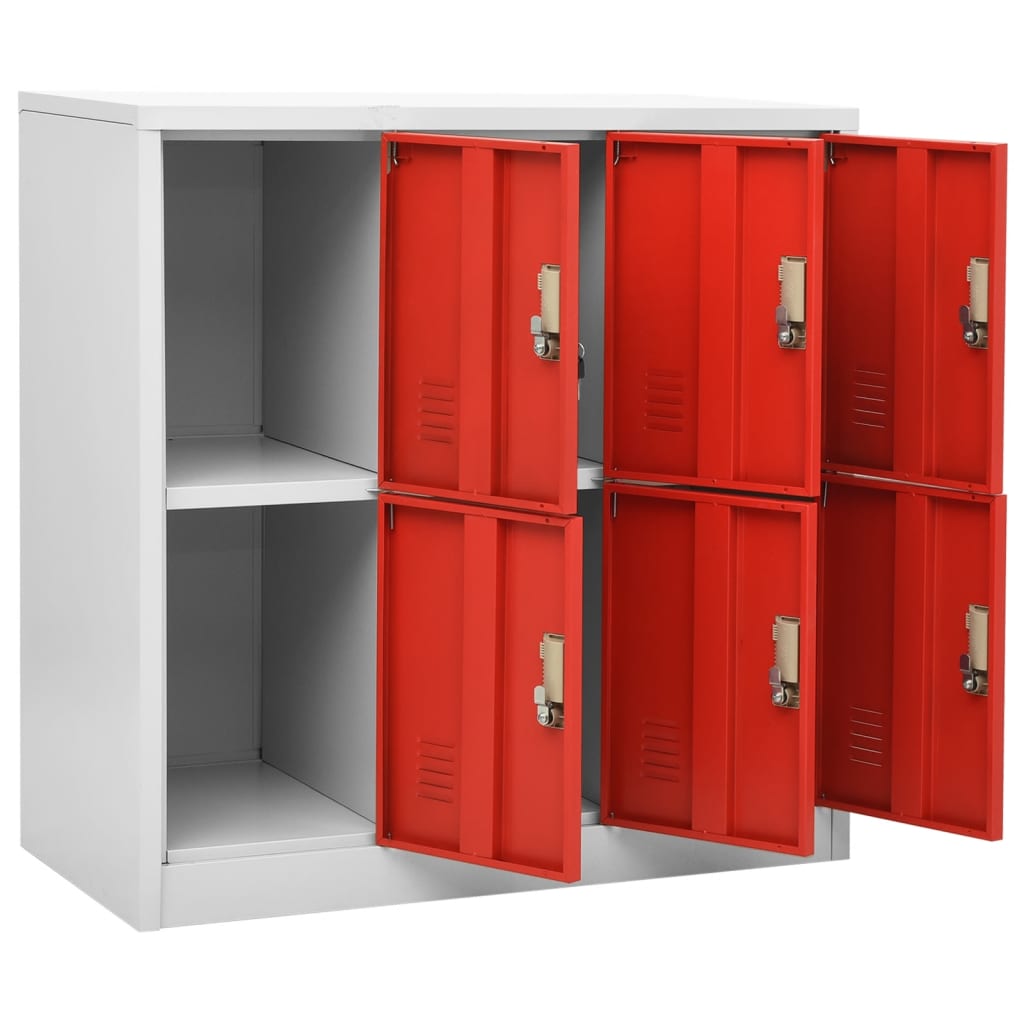 Cabinets, 2 pcs, grey/red, 90x45x92.5cm, steel