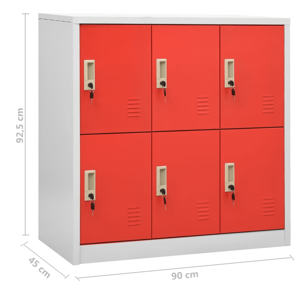 Cabinets, 2 pcs, grey/red, 90x45x92.5cm, steel