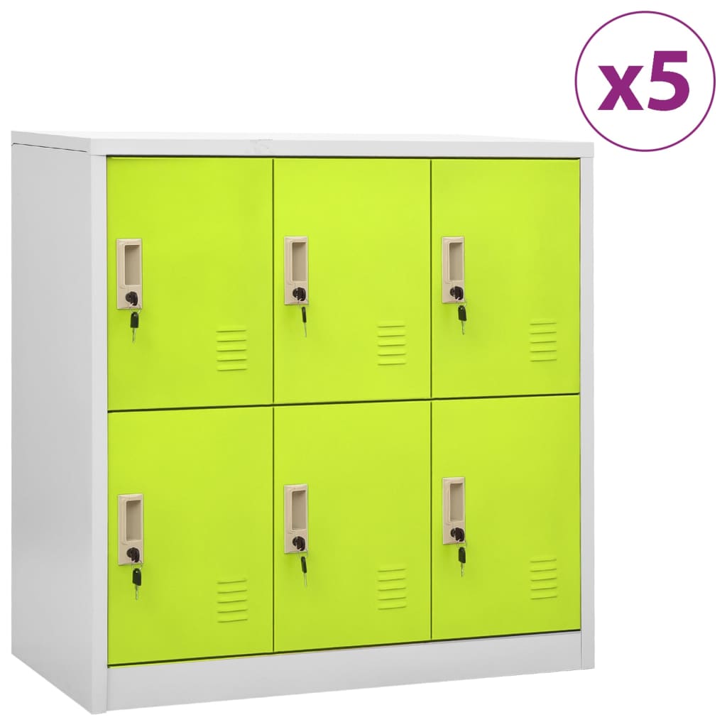 Cabinets, 5 pcs., gray/green, 90x45x92.5cm, steel