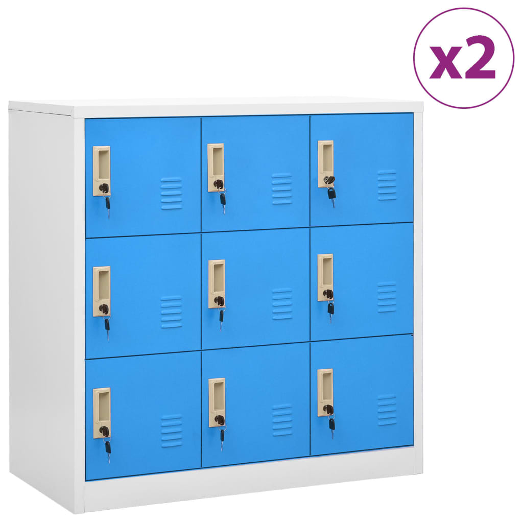 Cabinets, 2 pcs., grey/blue, 90x45x92.5cm, steel