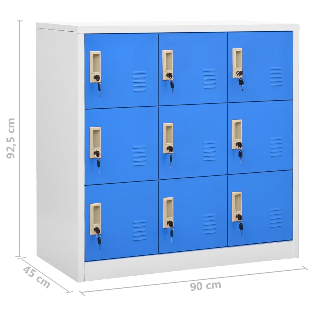 Cabinets, 2 pcs., grey/blue, 90x45x92.5cm, steel