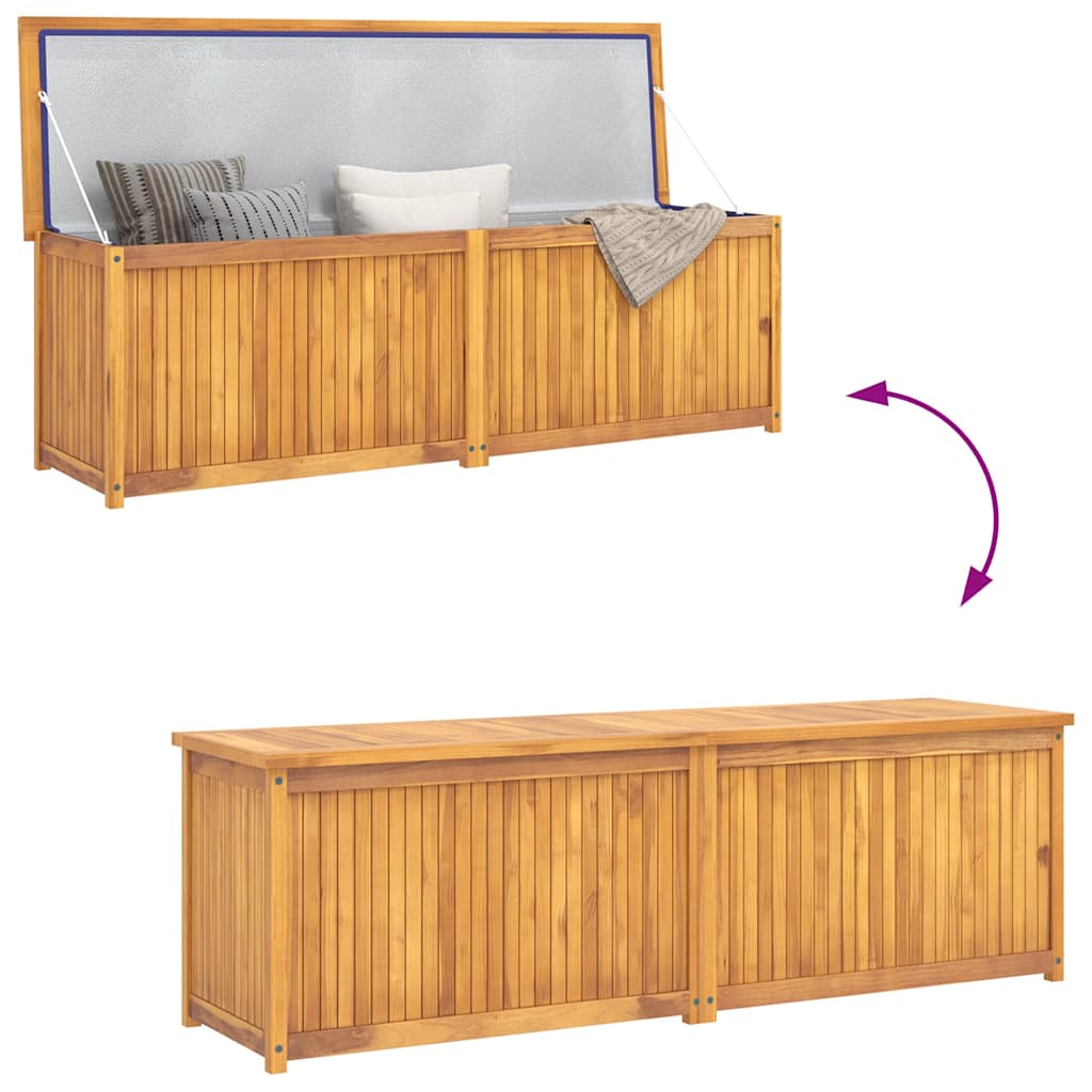 Garden storage box, 175x50x55cm, solid teak wood