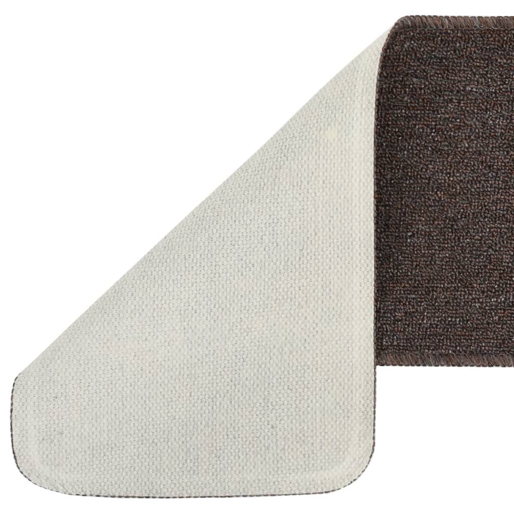 Non-slip stair mats, 15 pcs, brown, 75x20cm