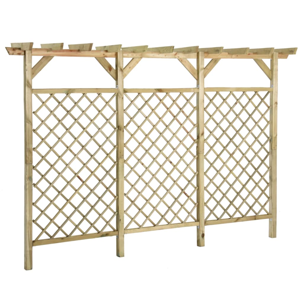 Garden fence with trellis/pergola top, 300x50x200cm, pine