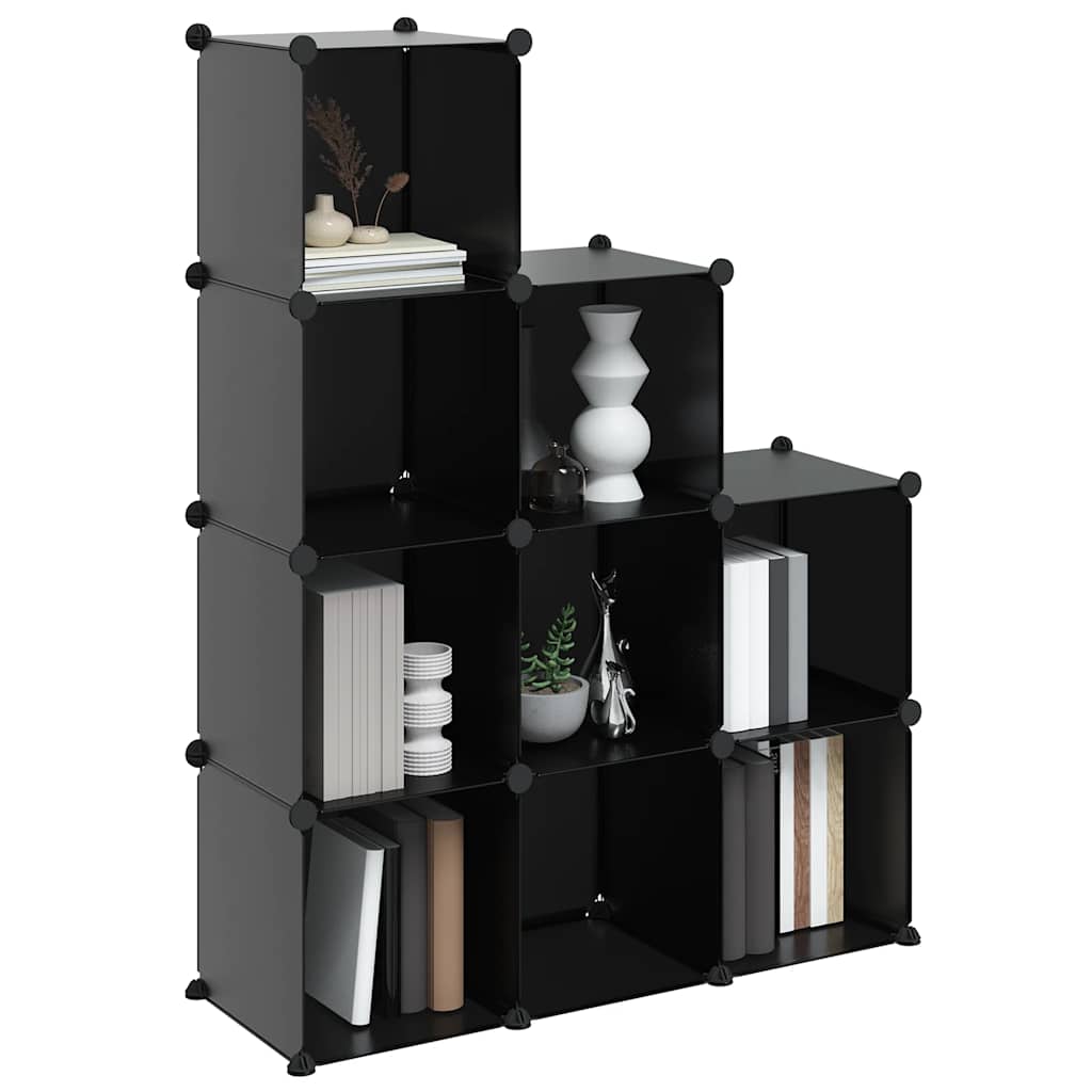 Shelf with 9 cube compartments, black, PP