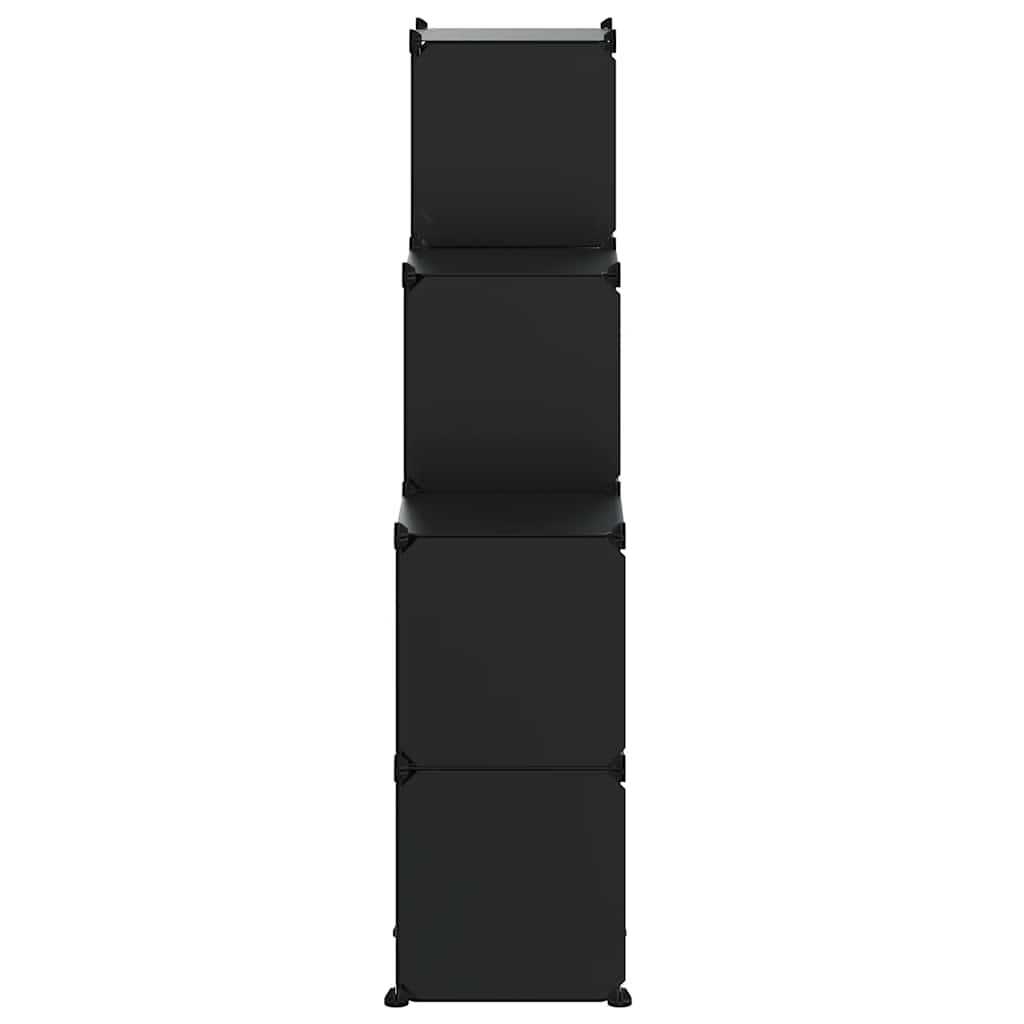 Shelf with 9 cube compartments, black, PP