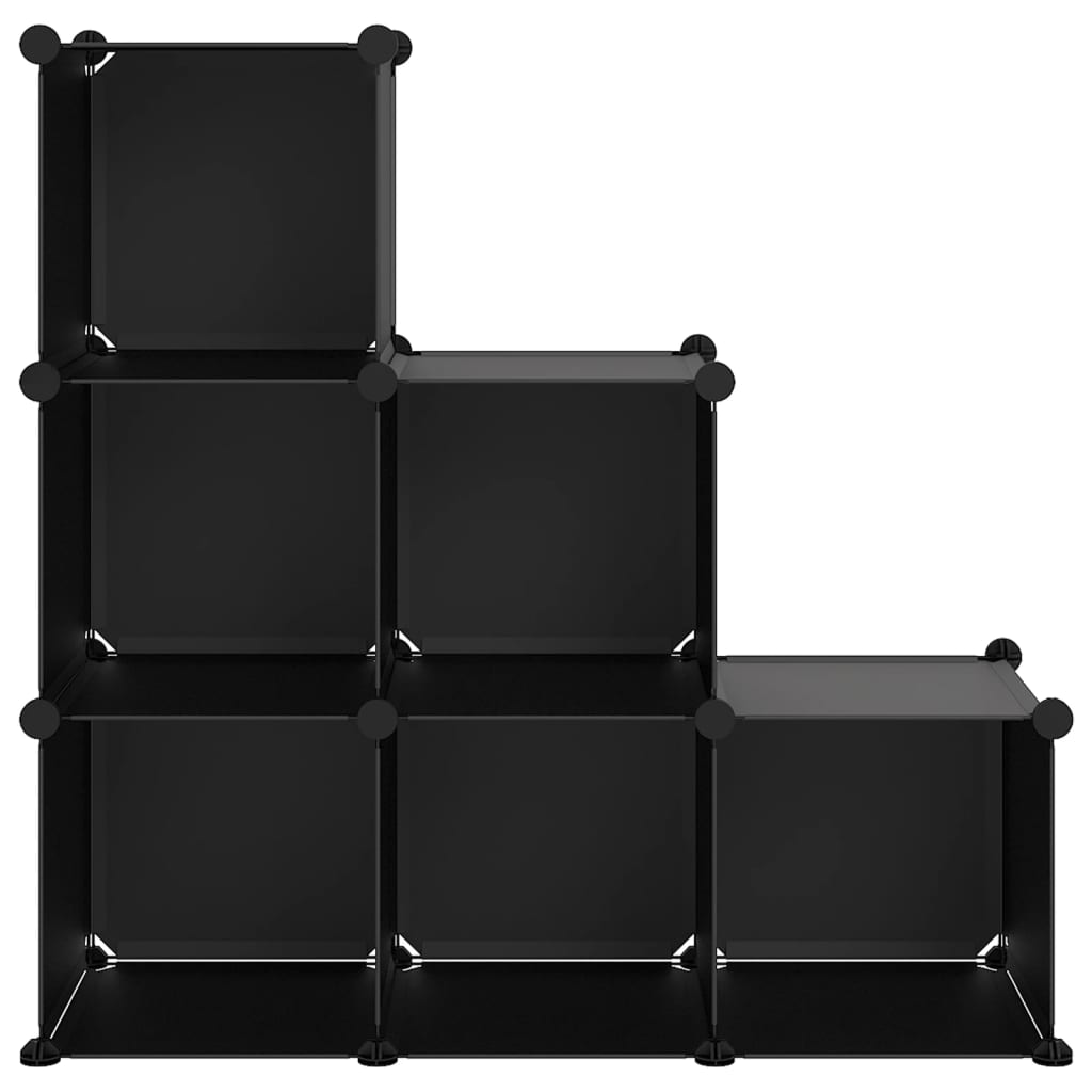 Shelf with 6 cube-shaped compartments, black, PP