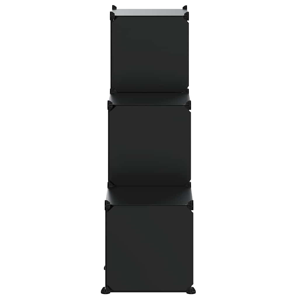Shelf with 6 cube-shaped compartments, black, PP