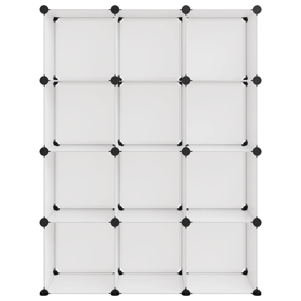 Shelf with 12 cube-shaped compartments, clear, PP