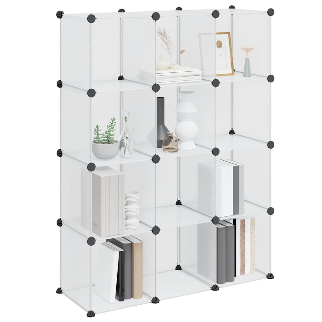 Shelf with 12 cube-shaped compartments, clear, PP