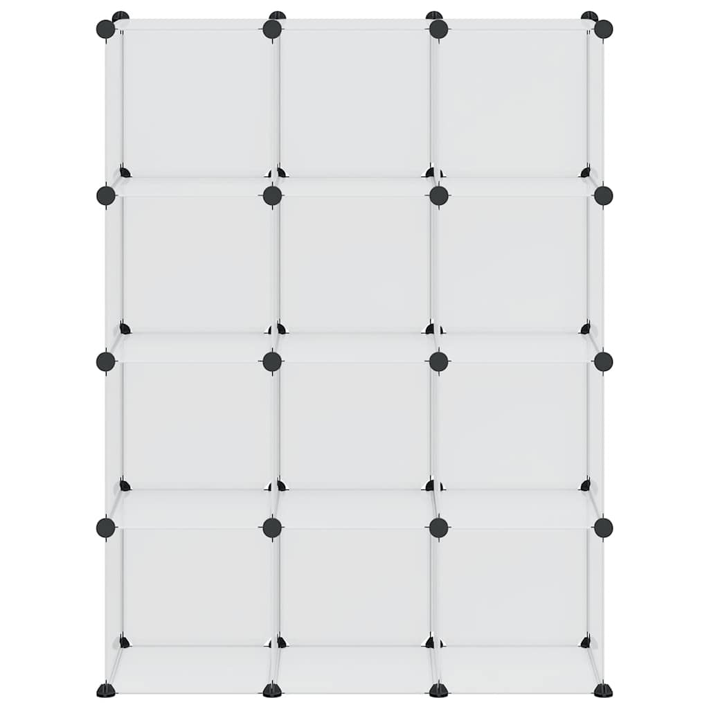 Shelf with 12 cube-shaped compartments, clear, PP