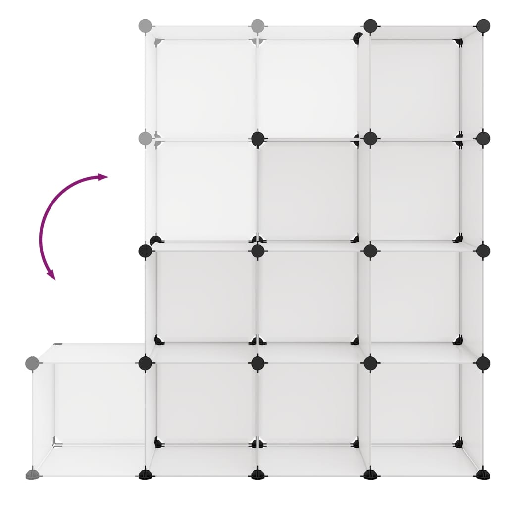 Shelf with 12 cube-shaped compartments, clear, PP