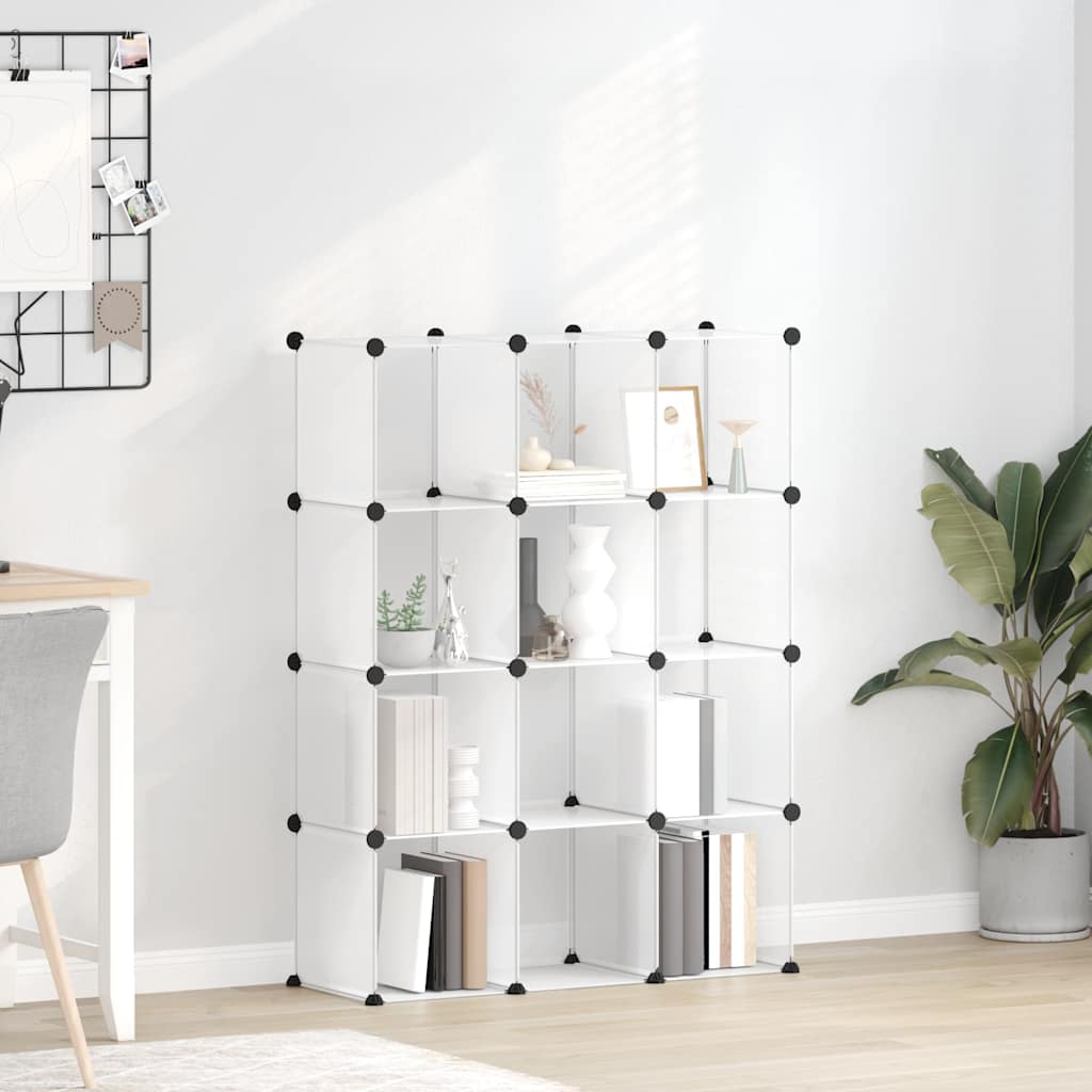 Shelf with 12 cube-shaped compartments, clear, PP