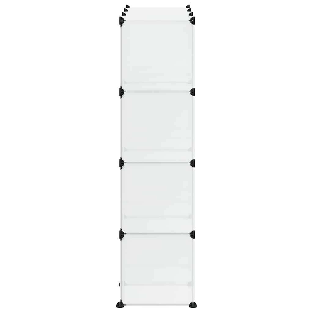 Shelf with 12 cube compartments and doors, transparent, PP