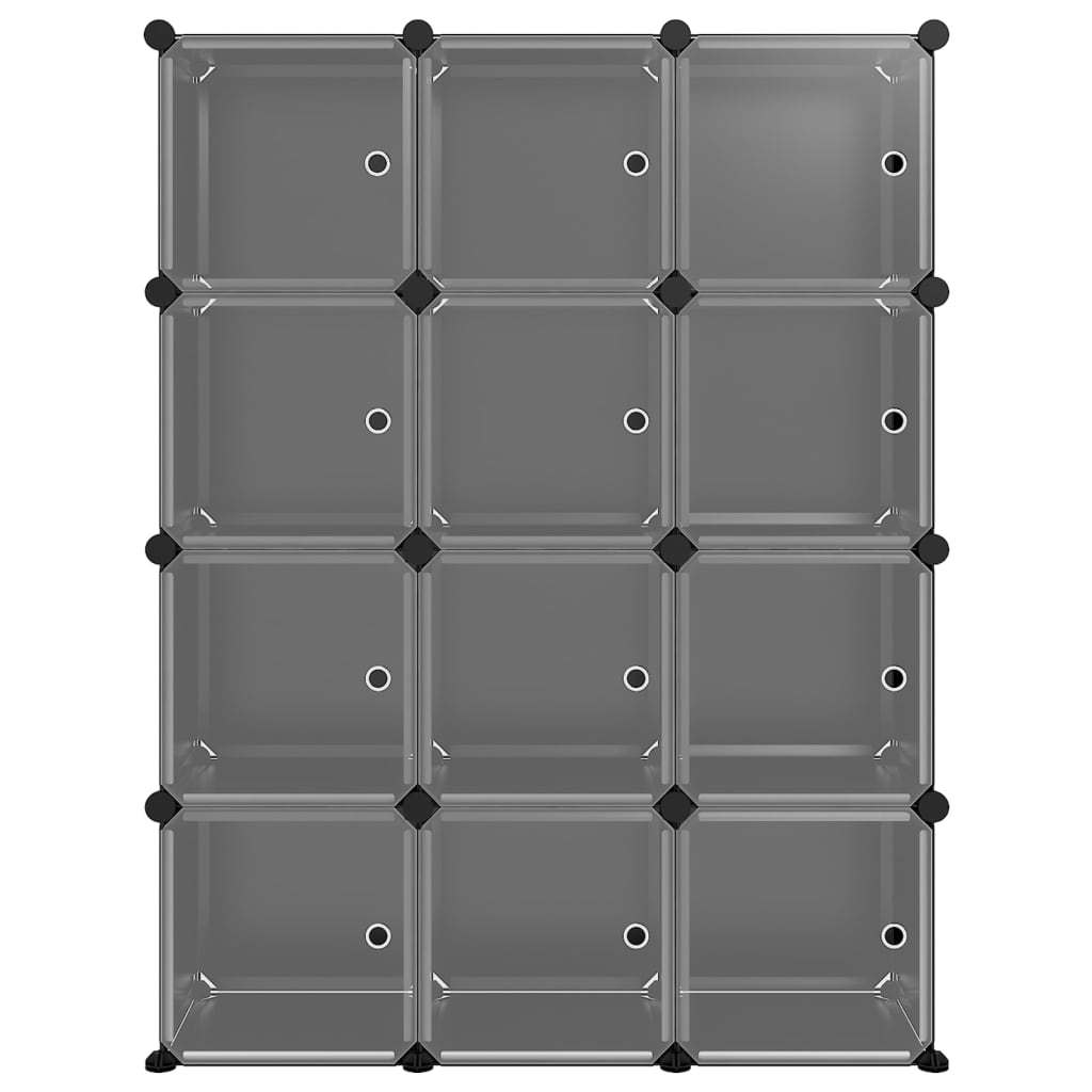 12-Cube Storage Cube Organizer with Doors Black PP