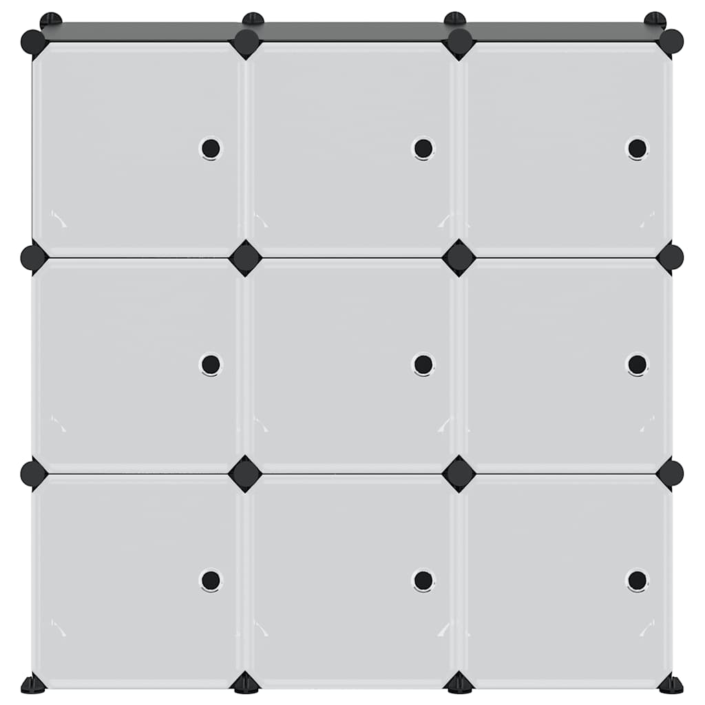 Storage Cube Organizer with 9 Cubes and Doors Black PP
