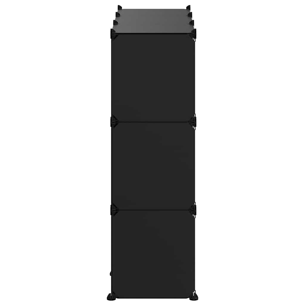 Storage Cube Organizer with 9 Cubes and Doors Black PP