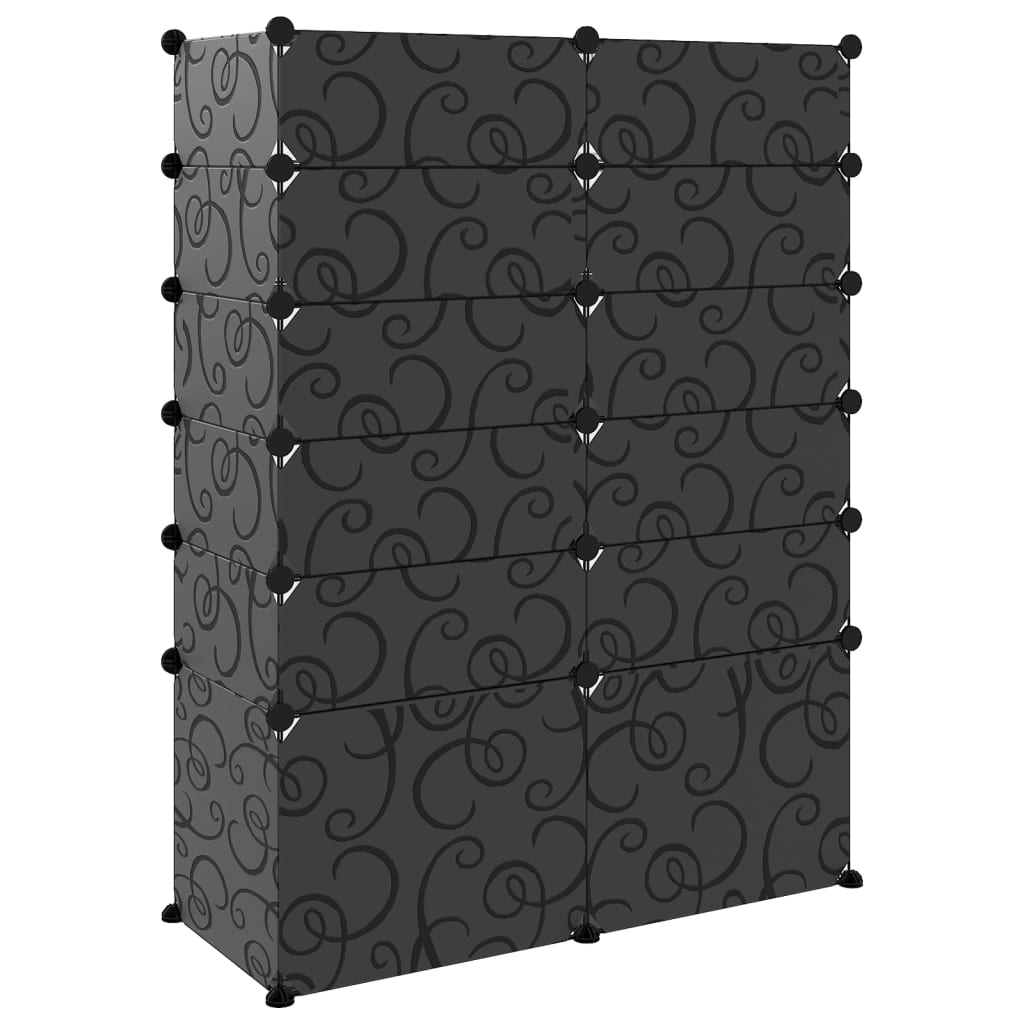 Shoe rack, black, 94x37x125cm, PP