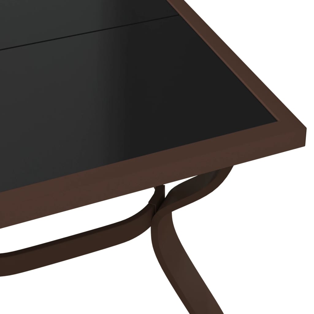 Sodo stalas, rudas ir juodas, 140x70x70cm, plienas ir stiklas