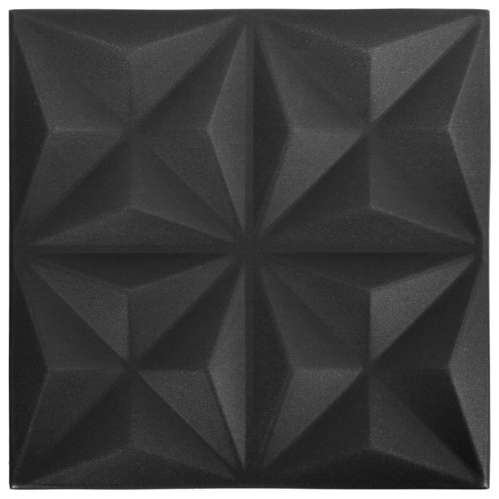 3D sienų plokštės, 12vnt., juodos, 50x50cm, 3m², origami rašto
