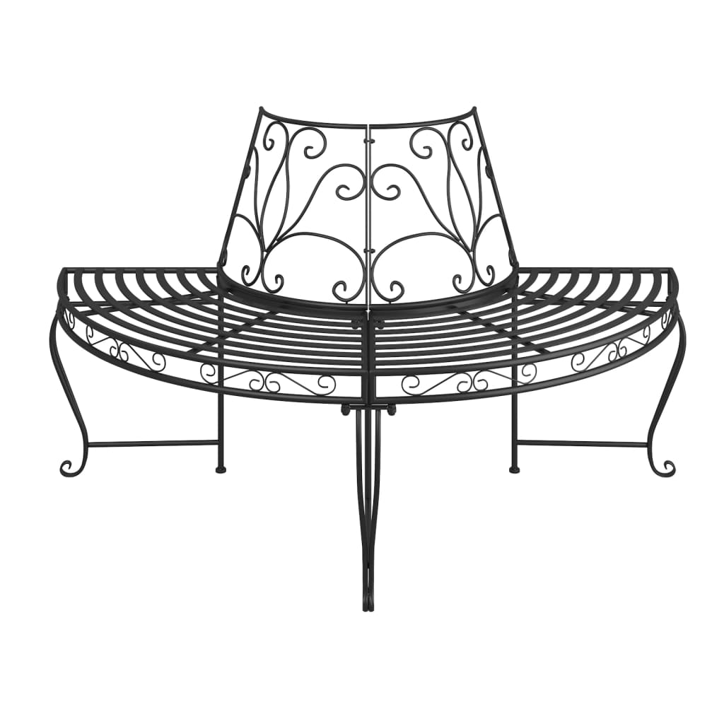 Pusapvaliai suoliukai aplink medį, 2vnt., juodi, 160cm, plienas