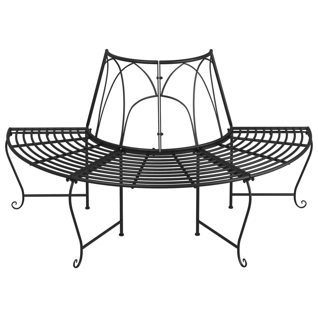 Pusapvaliai suoliukai aplink medį, 2vnt., juodi, 159cm, plienas