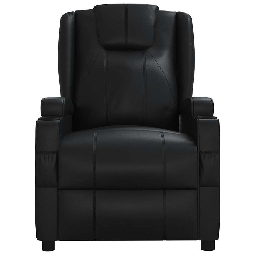 Recliner, black, faux leather