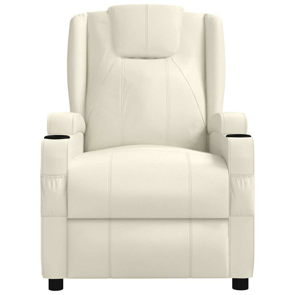 Recliner, cream white, faux leather