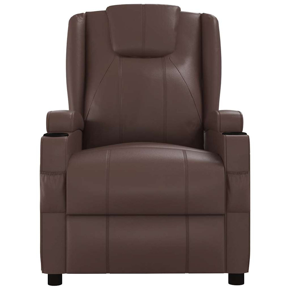 Recliner, brown, artificial leather