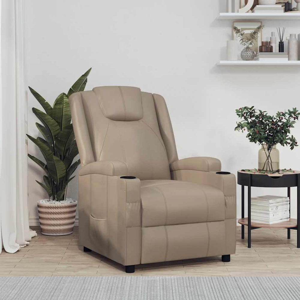 Recliner, cappuccino color, artificial leather