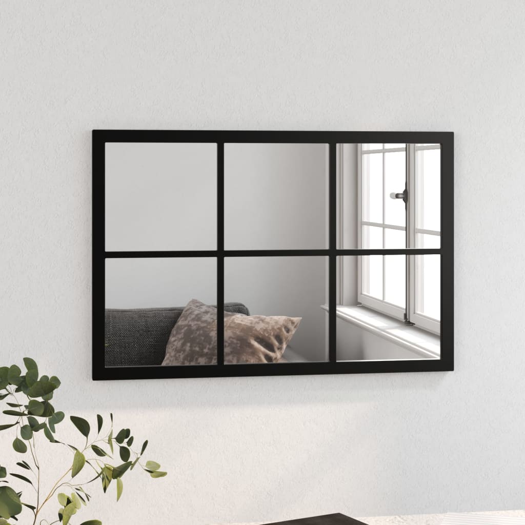 Sieninis veidrodis, juodos spalvos, 60x40cm, metalas