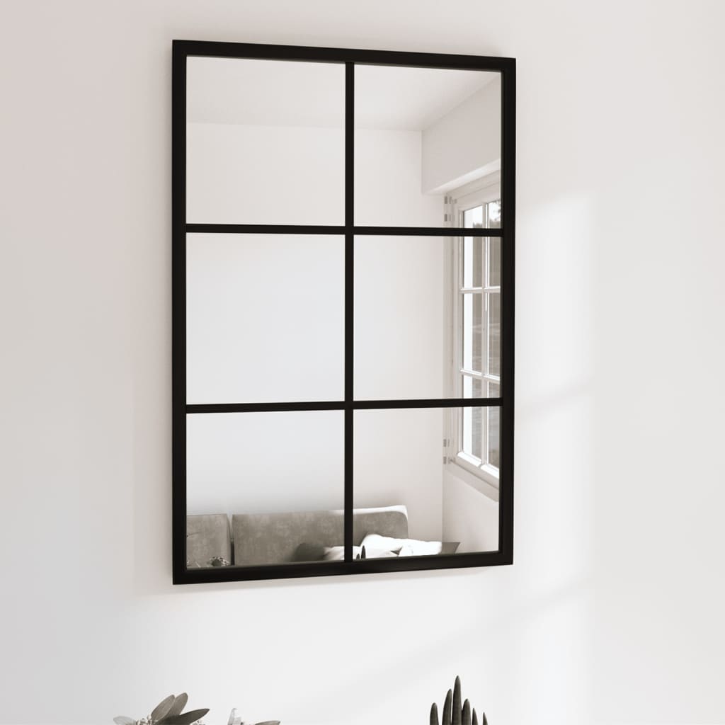 Sieninis veidrodis, juodos spalvos, 60x40cm, metalas