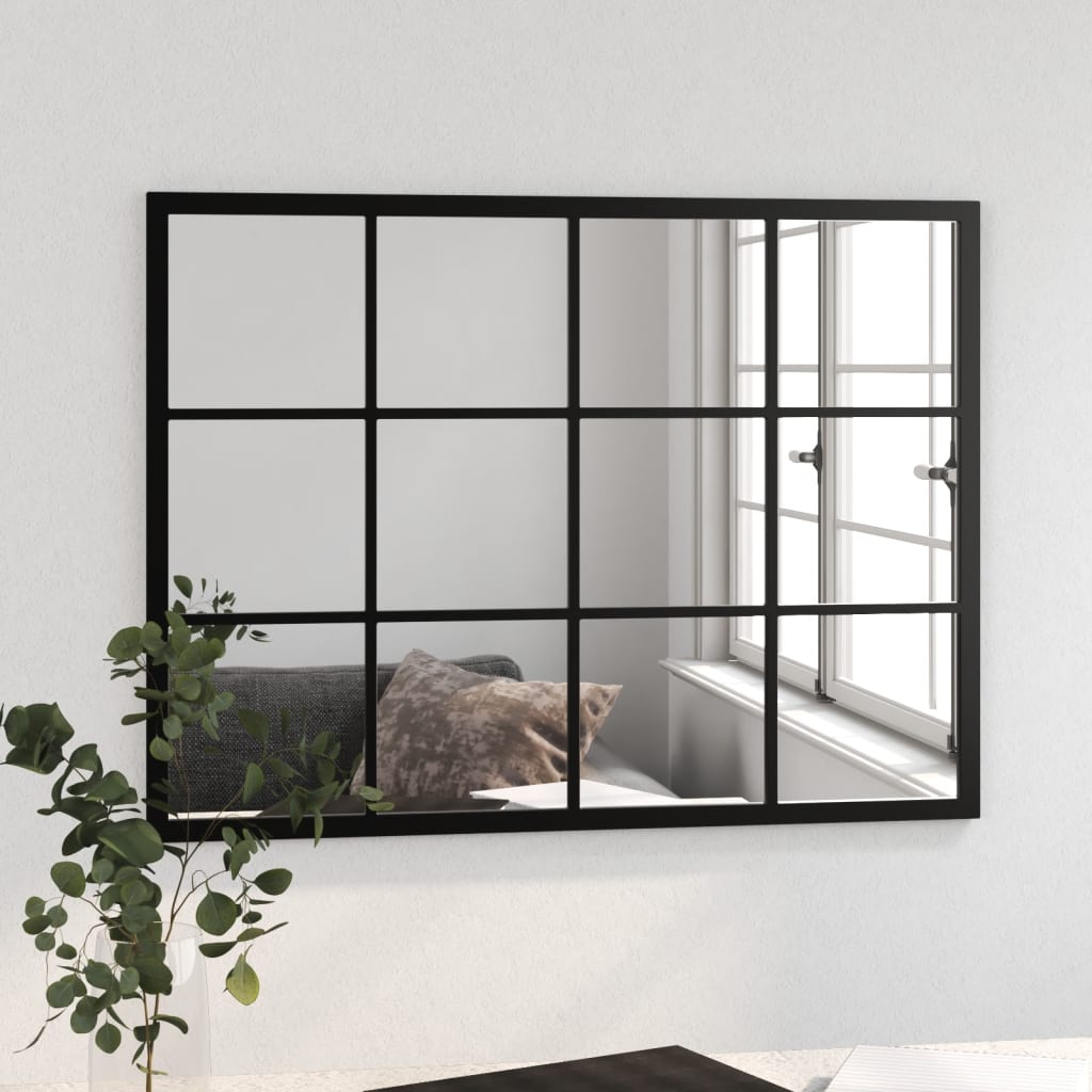 Sieninis veidrodis, juodos spalvos, 80x60cm, metalas