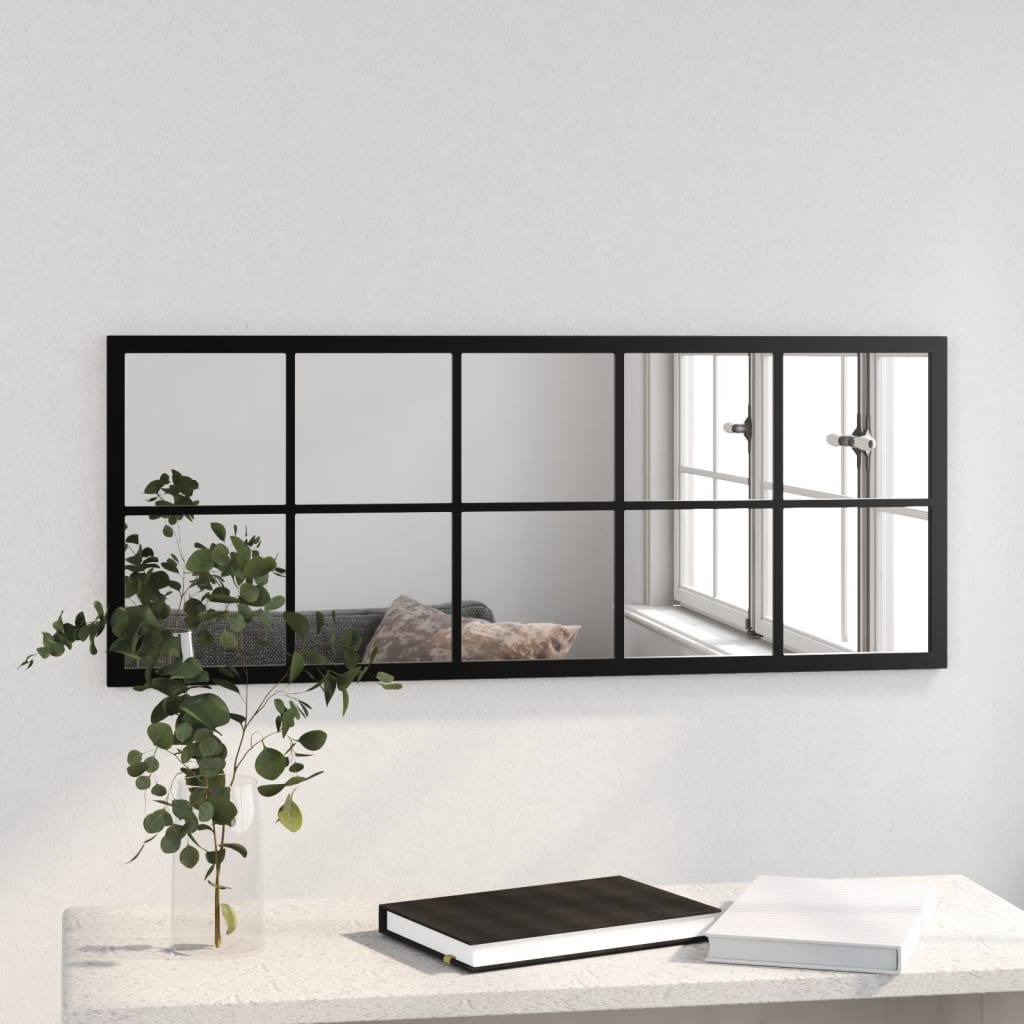 Sienas spogulis, melns, 100x40cm, metāls