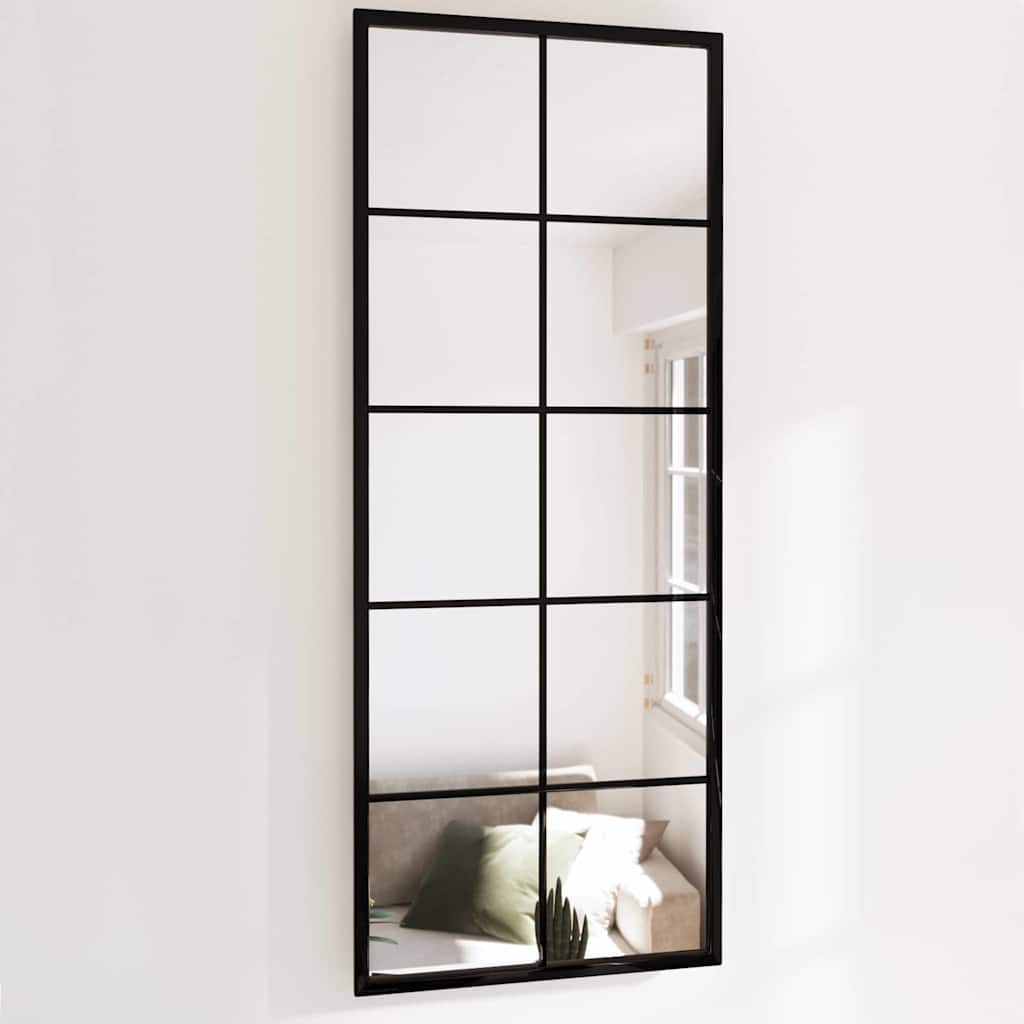 Sienas spogulis, melns, 100x40cm, metāls