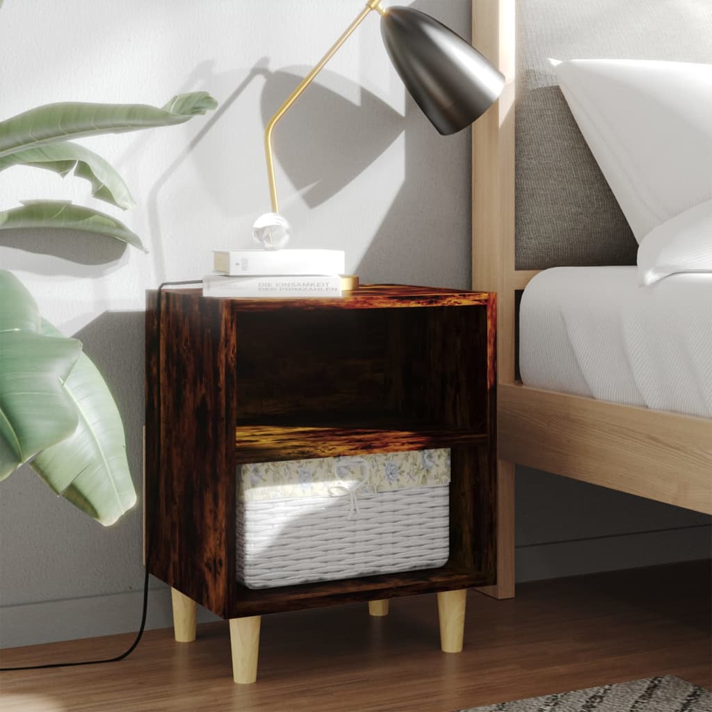 Nightstand with wooden legs, oak, 40x30x50cm
