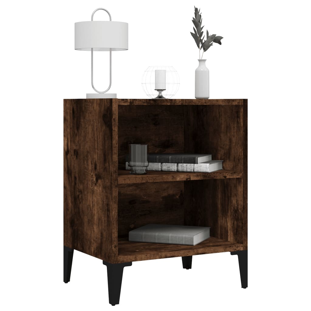 Bedside table with metal legs, smoky, 40x30x50cm