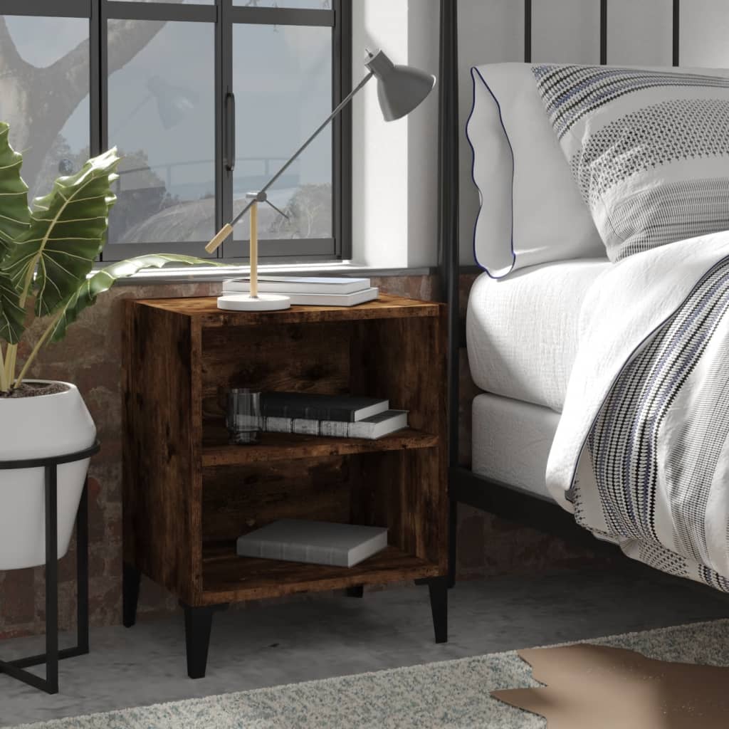 Bedside table with metal legs, smoky, 40x30x50cm