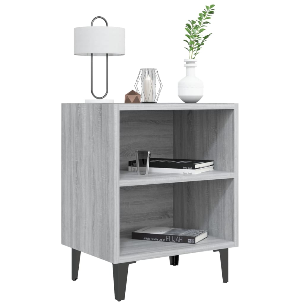 Nightstand with metal legs, gray, 40x30x50cm