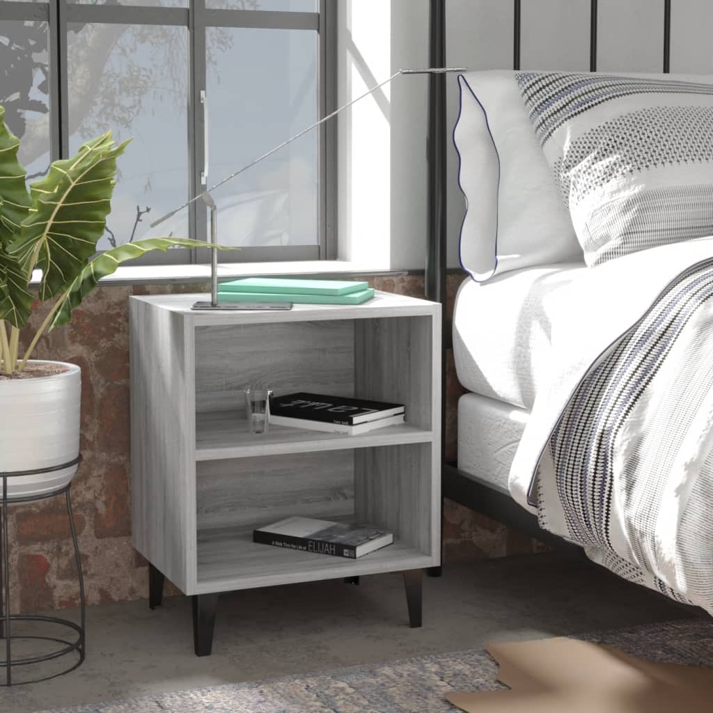 Nightstand with metal legs, gray, 40x30x50cm