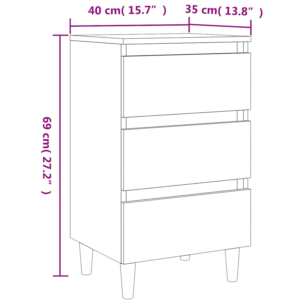 Nightstands with legs, 2 pcs., oak, 40x35x69cm