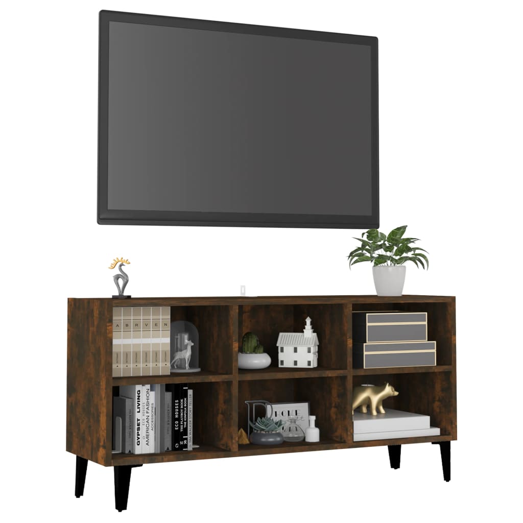 TV spintelė su metalinėmis kojomis, dūminė, 103,5x30x50cm