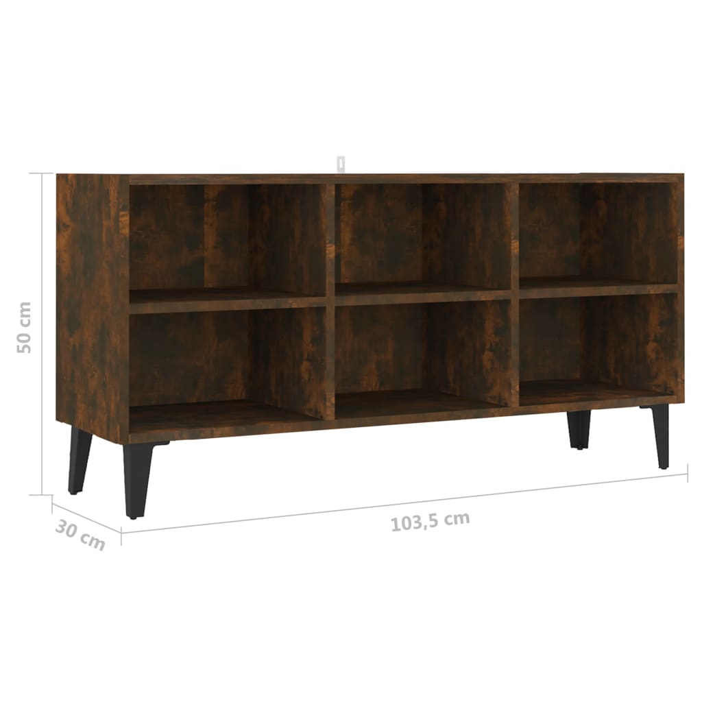 TV spintelė su metalinėmis kojomis, dūminė, 103,5x30x50cm