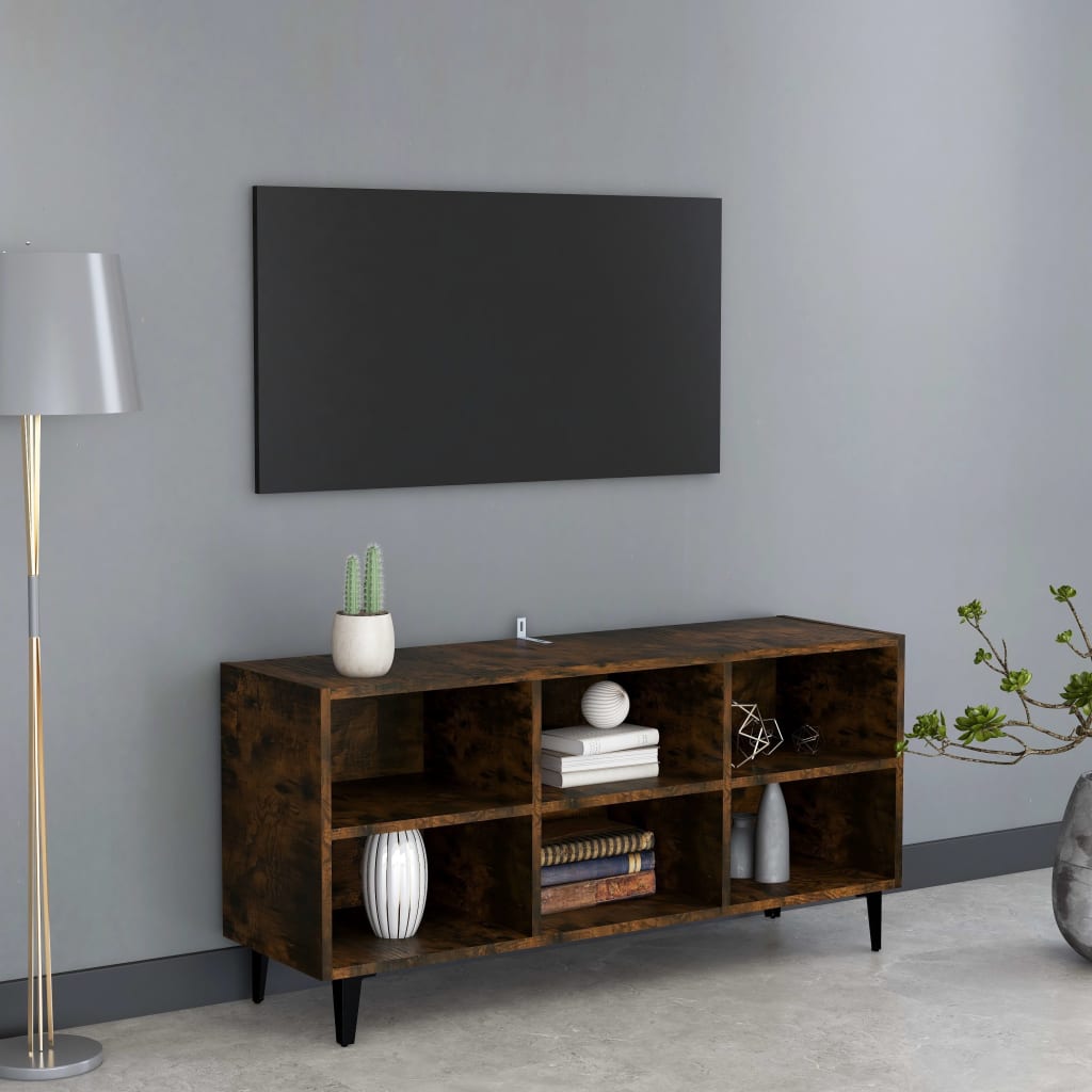 TV spintelė su metalinėmis kojomis, dūminė, 103,5x30x50cm